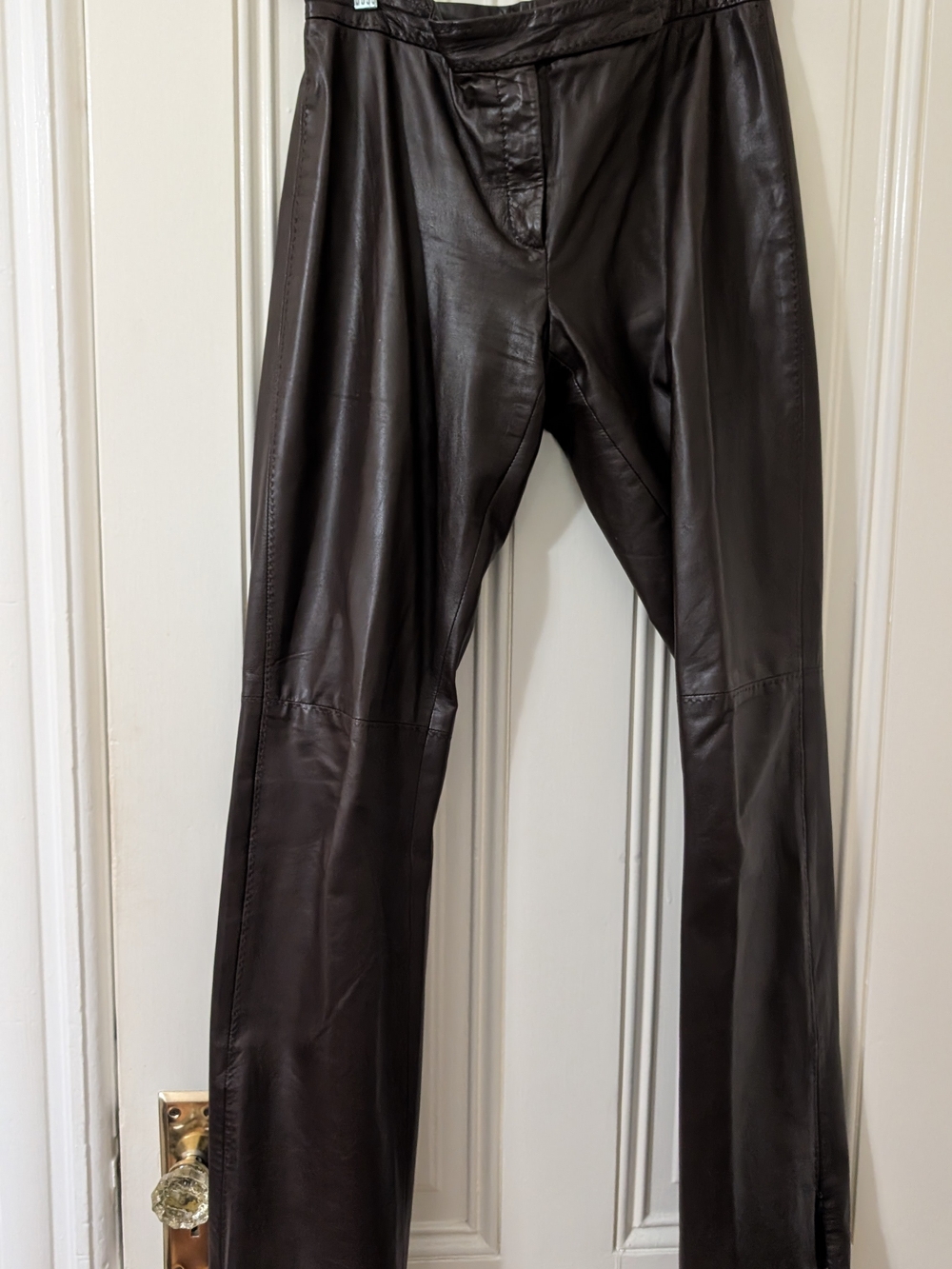 Vintage Purple Label Ralph Lauren Dark Brown Leather Boot-Cut Pants